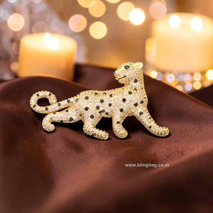 Golden Dot Cheetah Brooch