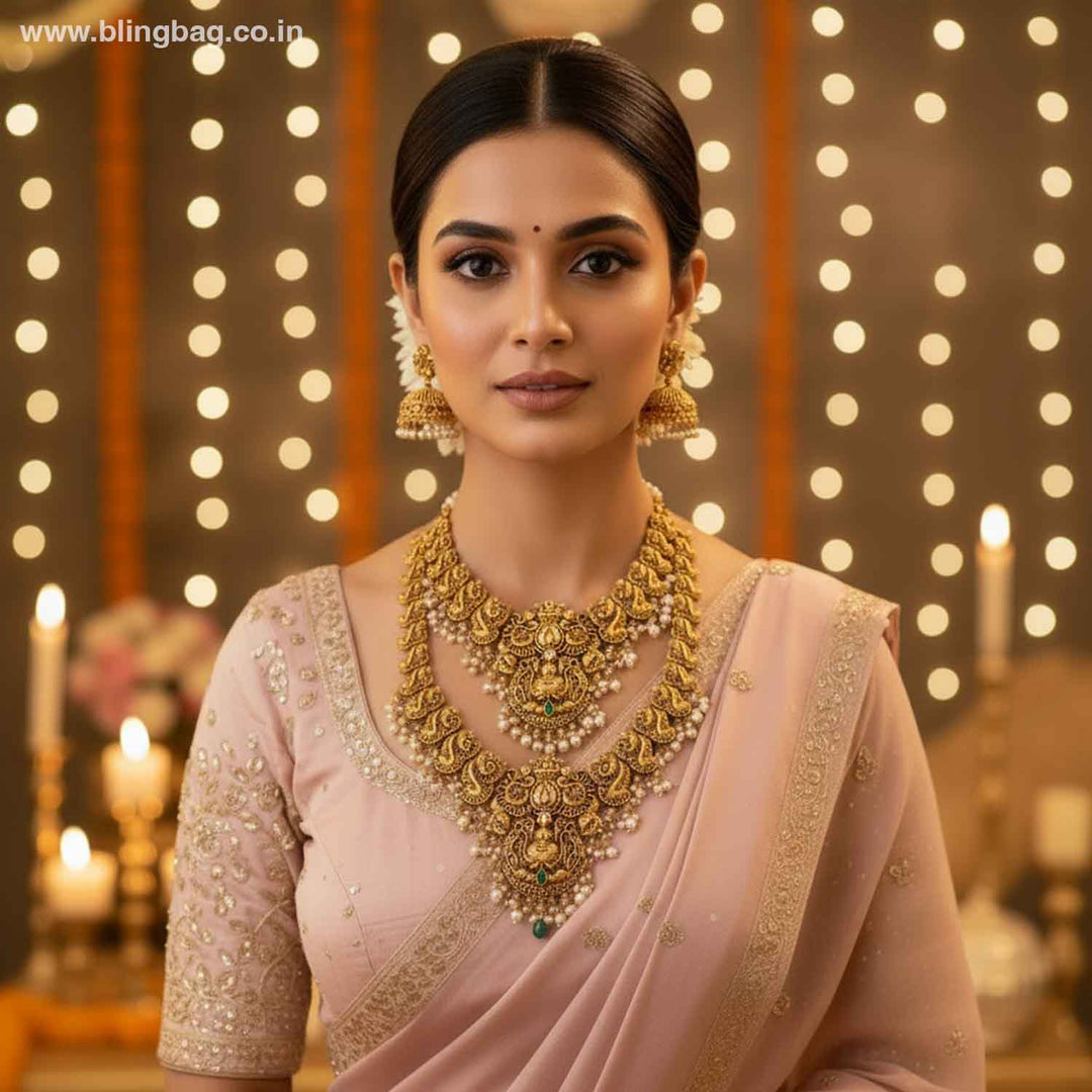 Golden Duryashriyam Bridal Temple Jewellery Set- New Arrival