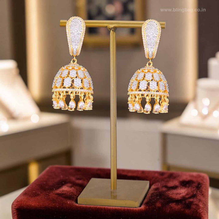 Golden Evanie Zirconia Jhumkis