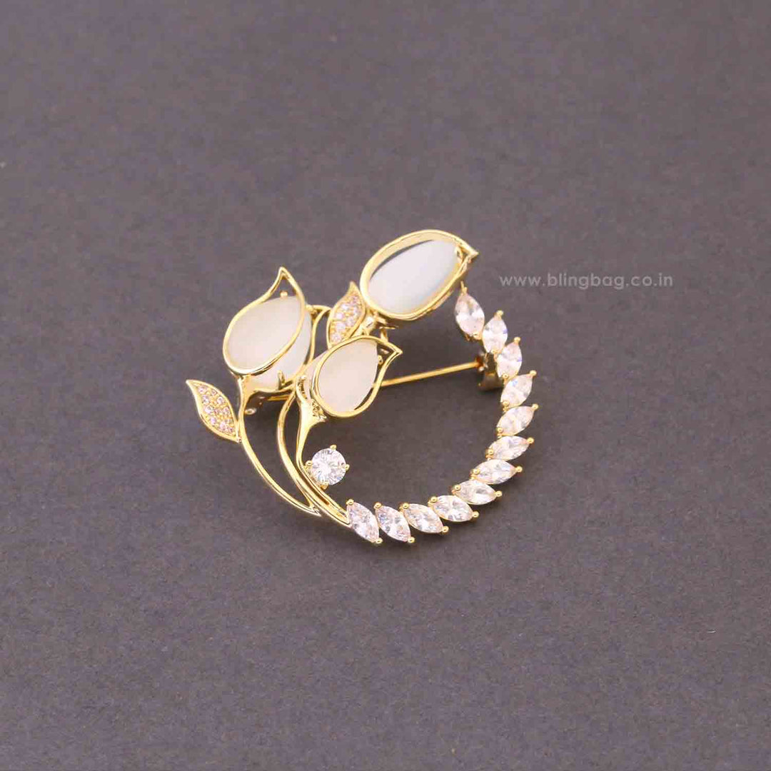 Golden Flower Crown Brooch