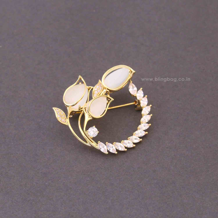 Golden Flower Crown Brooch