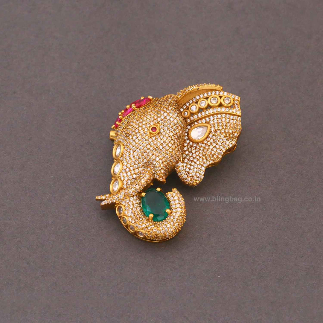 Golden Gajmukut Brooch