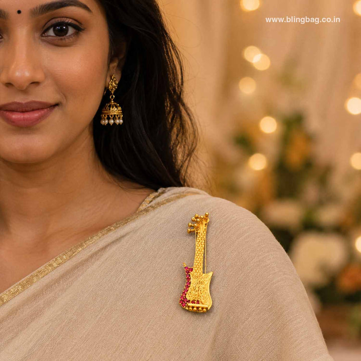 Golden Guitar Brooch