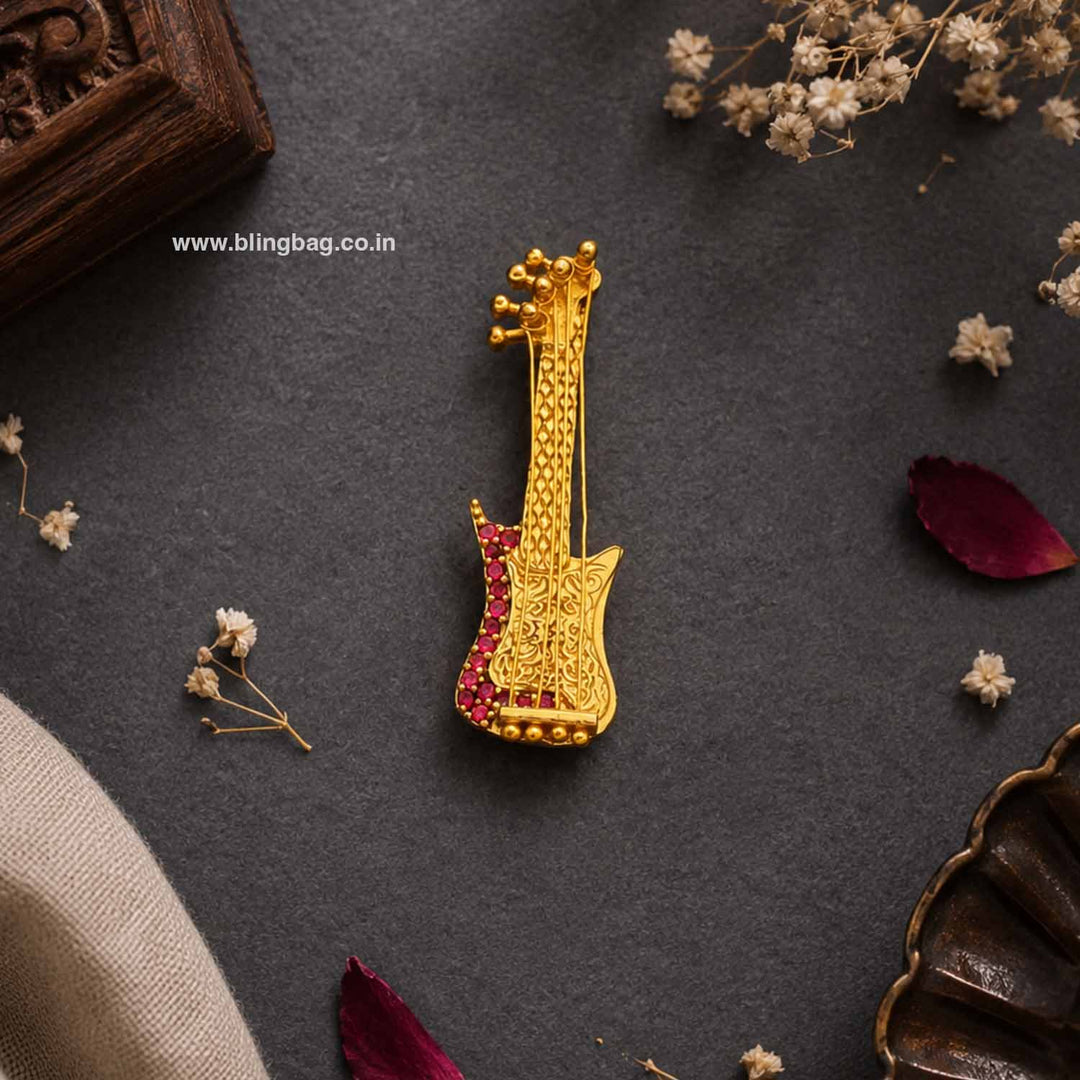 Golden Guitar Brooch