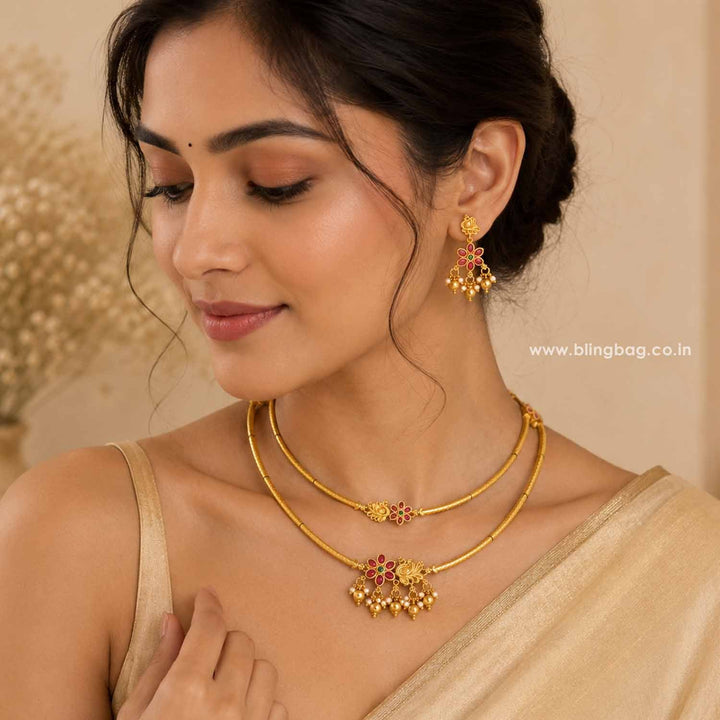 Golden Gunitha Antique Jewellery Set - New Arrival