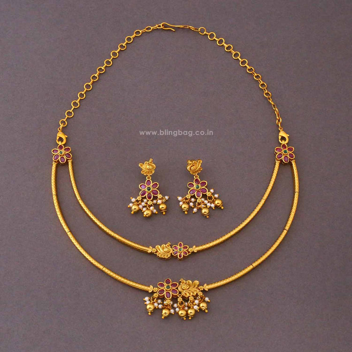 Golden Gunitha Antique Jewellery Set - New Arrival