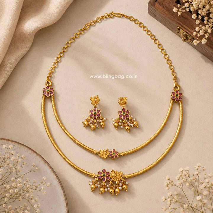 Golden Gunitha Antique Jewellery Set - New Arrival