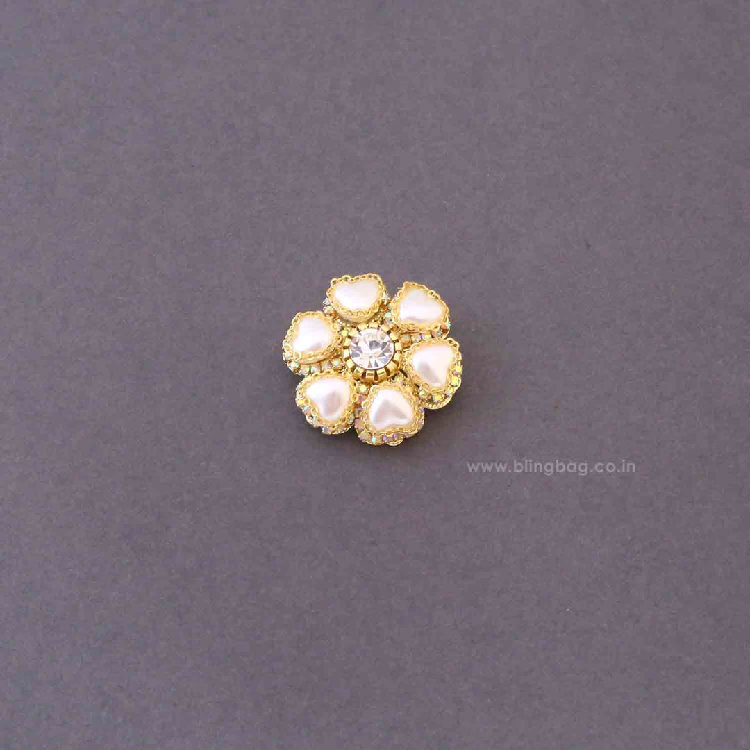 Golden Heart Flower Brooch