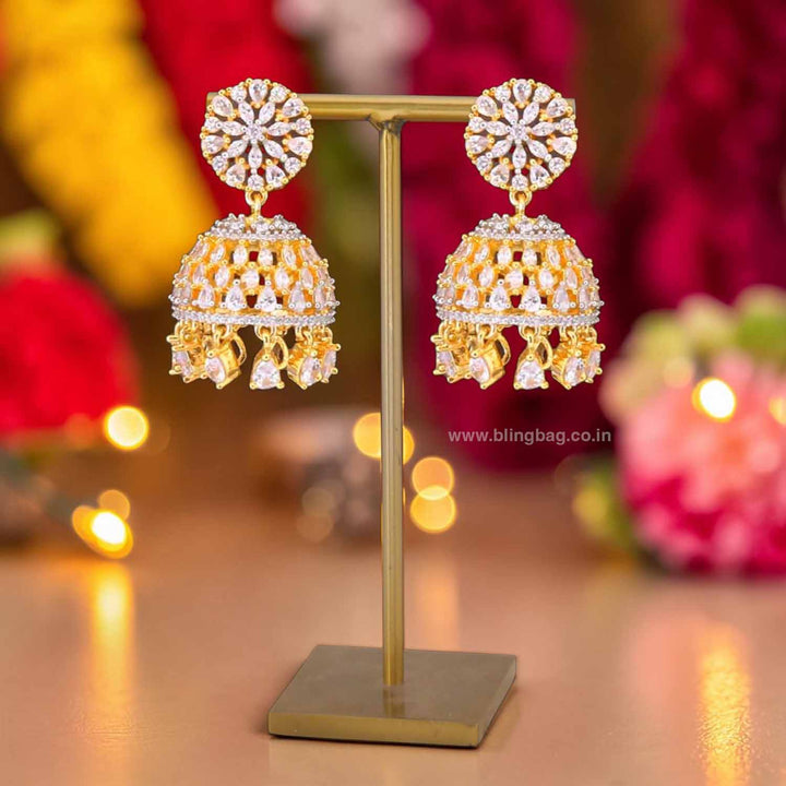Golden Heipe Zirconia Jhumkis