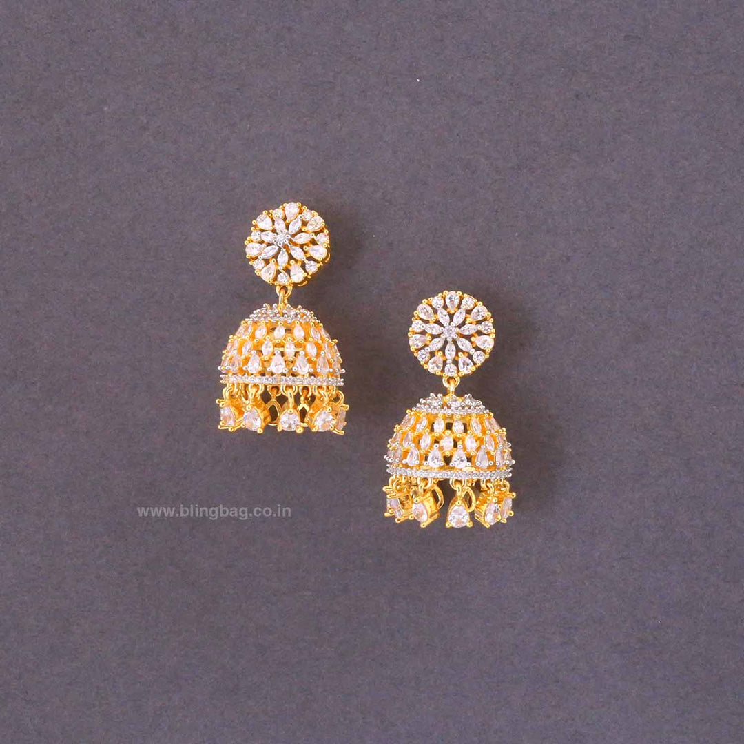 Golden Heipe Zirconia Jhumkis