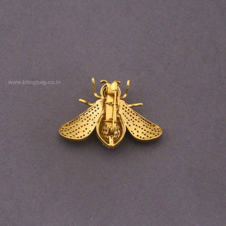 Golden Honey Bee Pearl Brooch