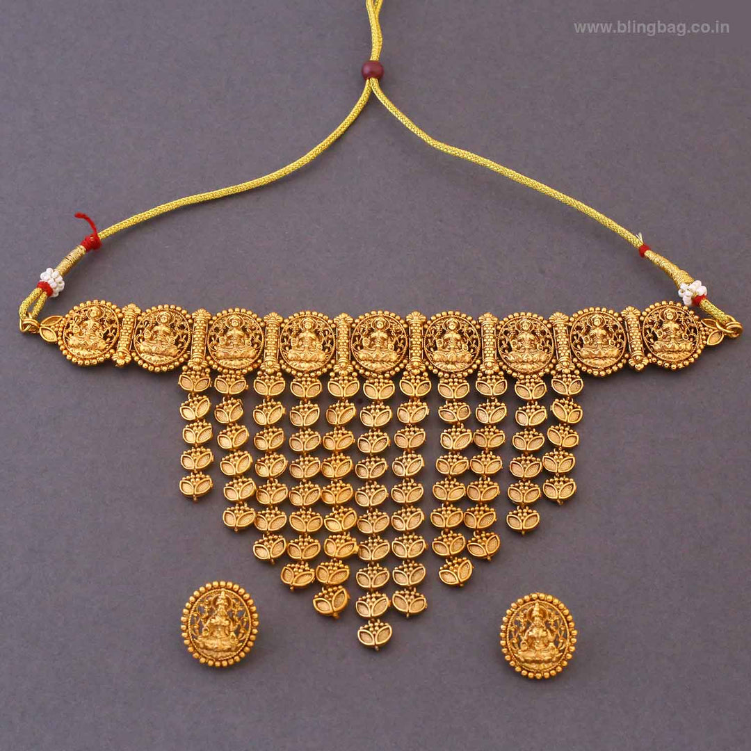 Golden Kalyanii Temple Jewellery Set - New Arrival