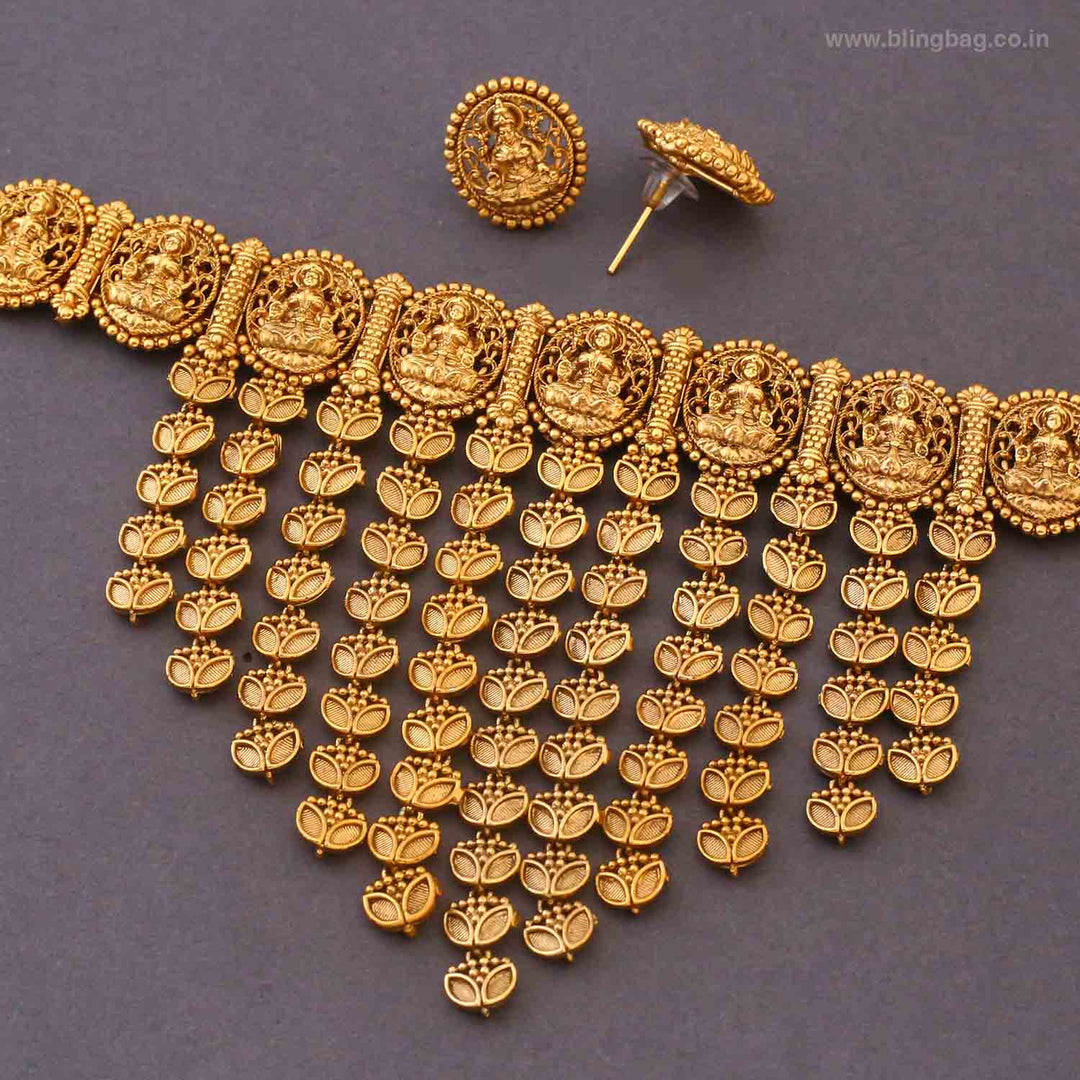 Golden Kalyanii Temple Jewellery Set - New Arrival