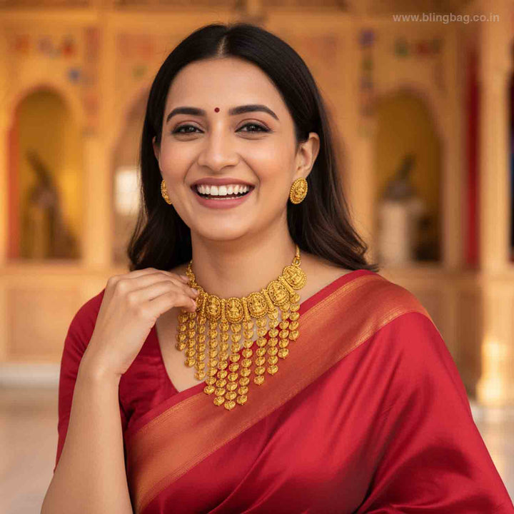 Golden Kalyanii Temple Jewellery Set - New Arrival