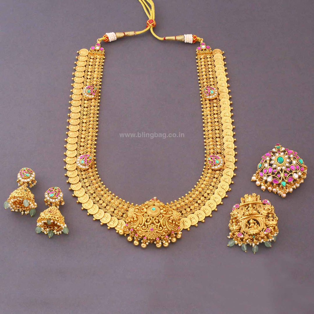 Golden Kavishshni Temple Jewellery Set- New Arrival