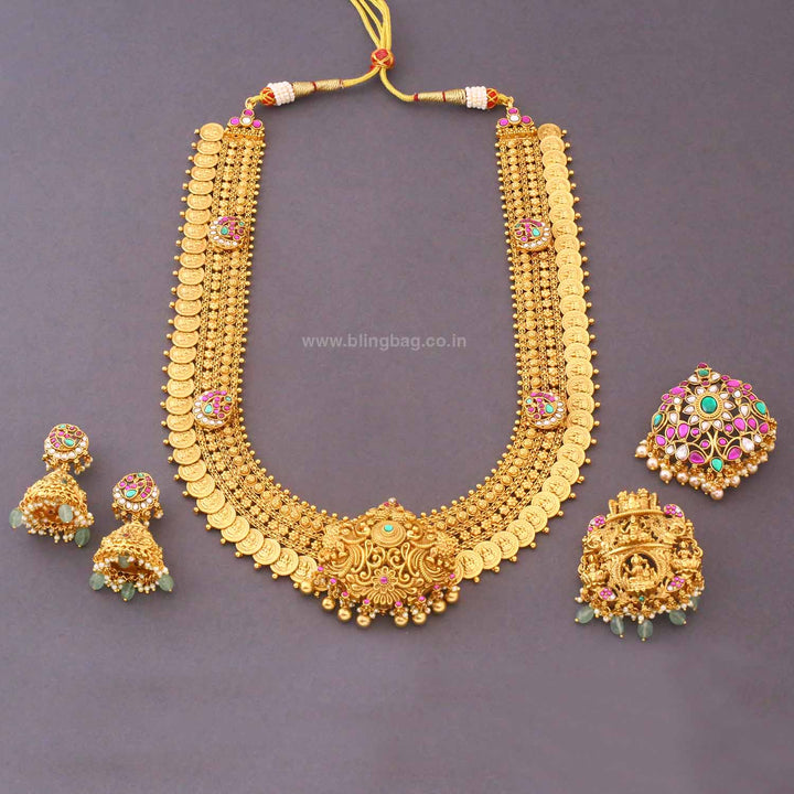 Golden Kavishshni Temple Jewellery Set- New Arrival