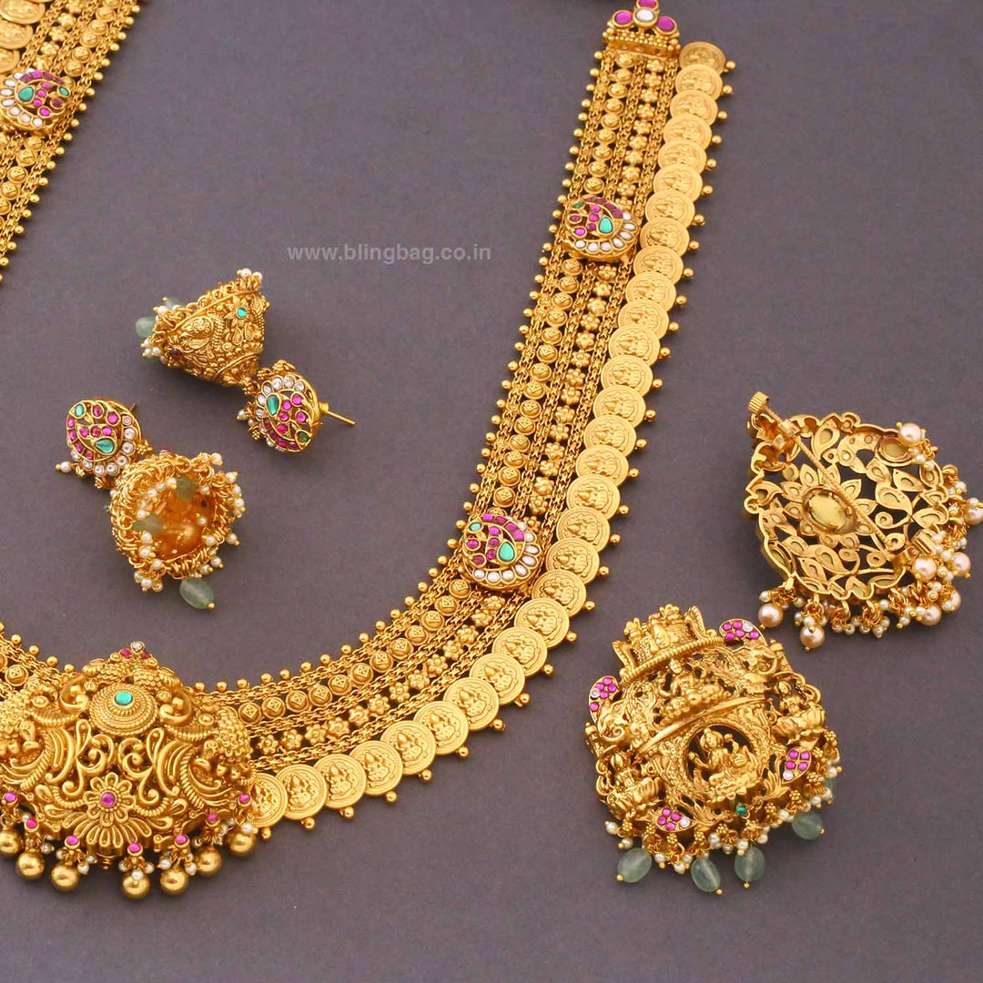 Golden Kavishshni Temple Jewellery Set- New Arrival