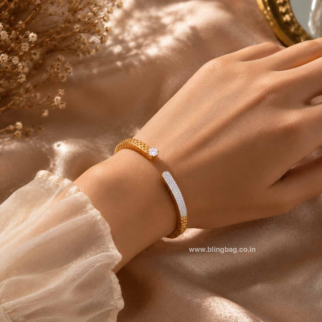 Golden Letae Zirconia Bracelet