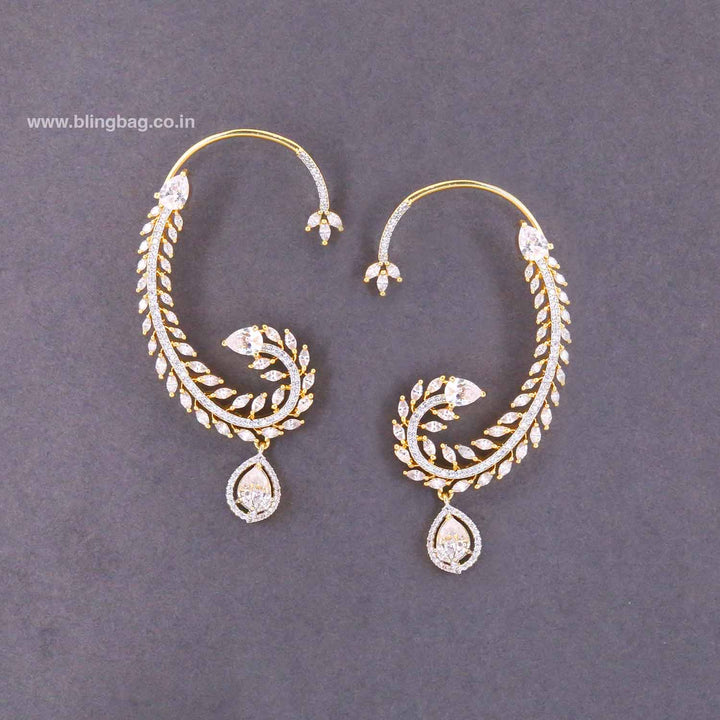 Golden Lrisse Zirconia Ear Cuff Earrings