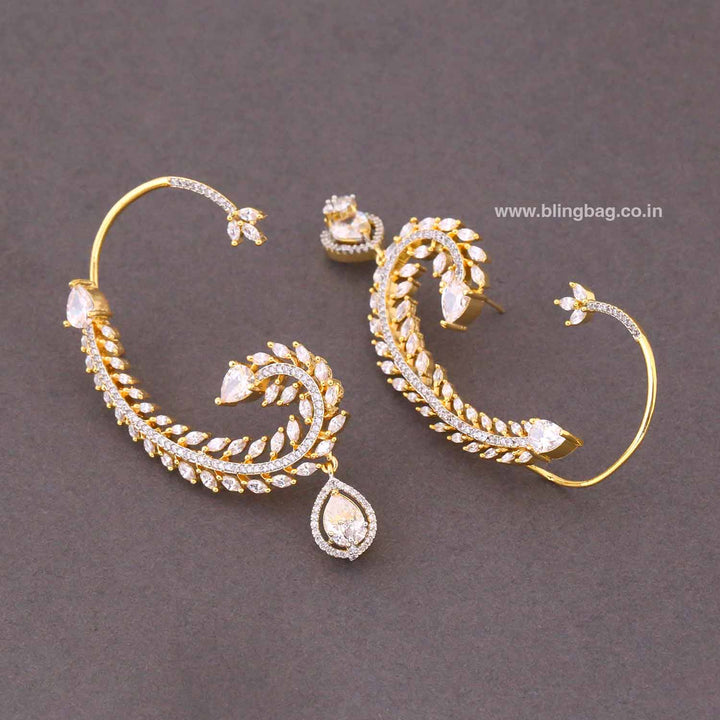 Golden Lrisse Zirconia Ear Cuff Earrings
