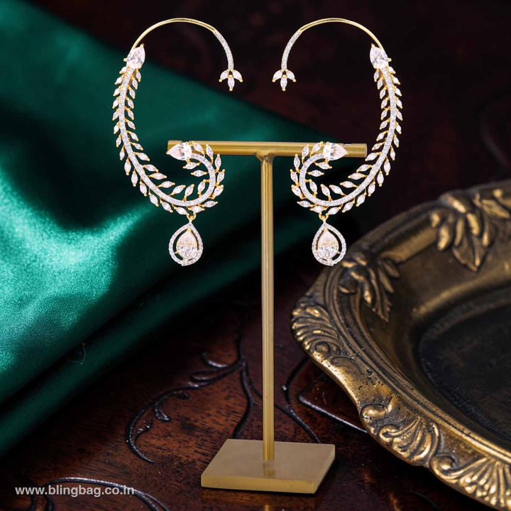 Golden Lrisse Zirconia Ear Cuff Earrings