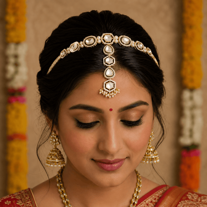Golden Maavina Hairband With Tikka