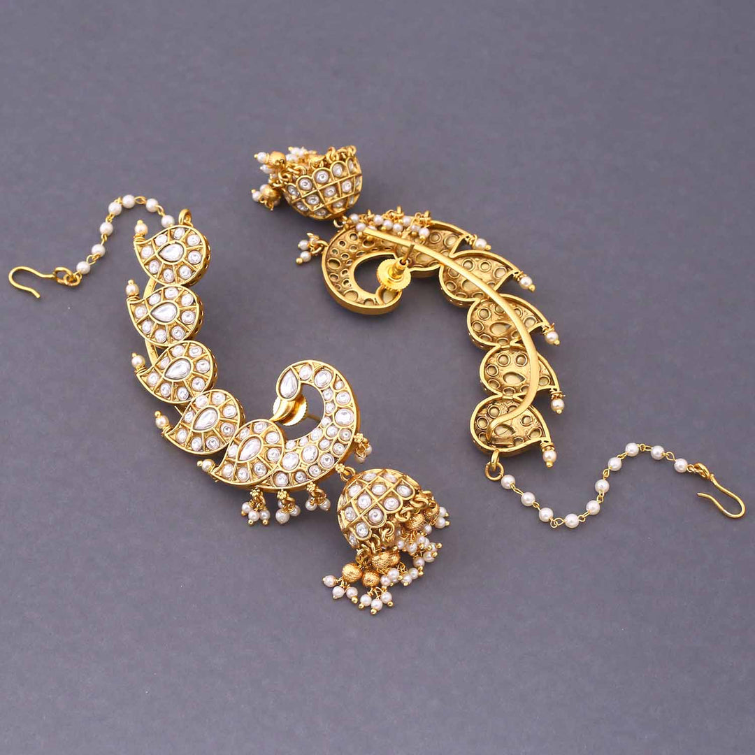 Golden Manha Ear Cuff Jhumkis