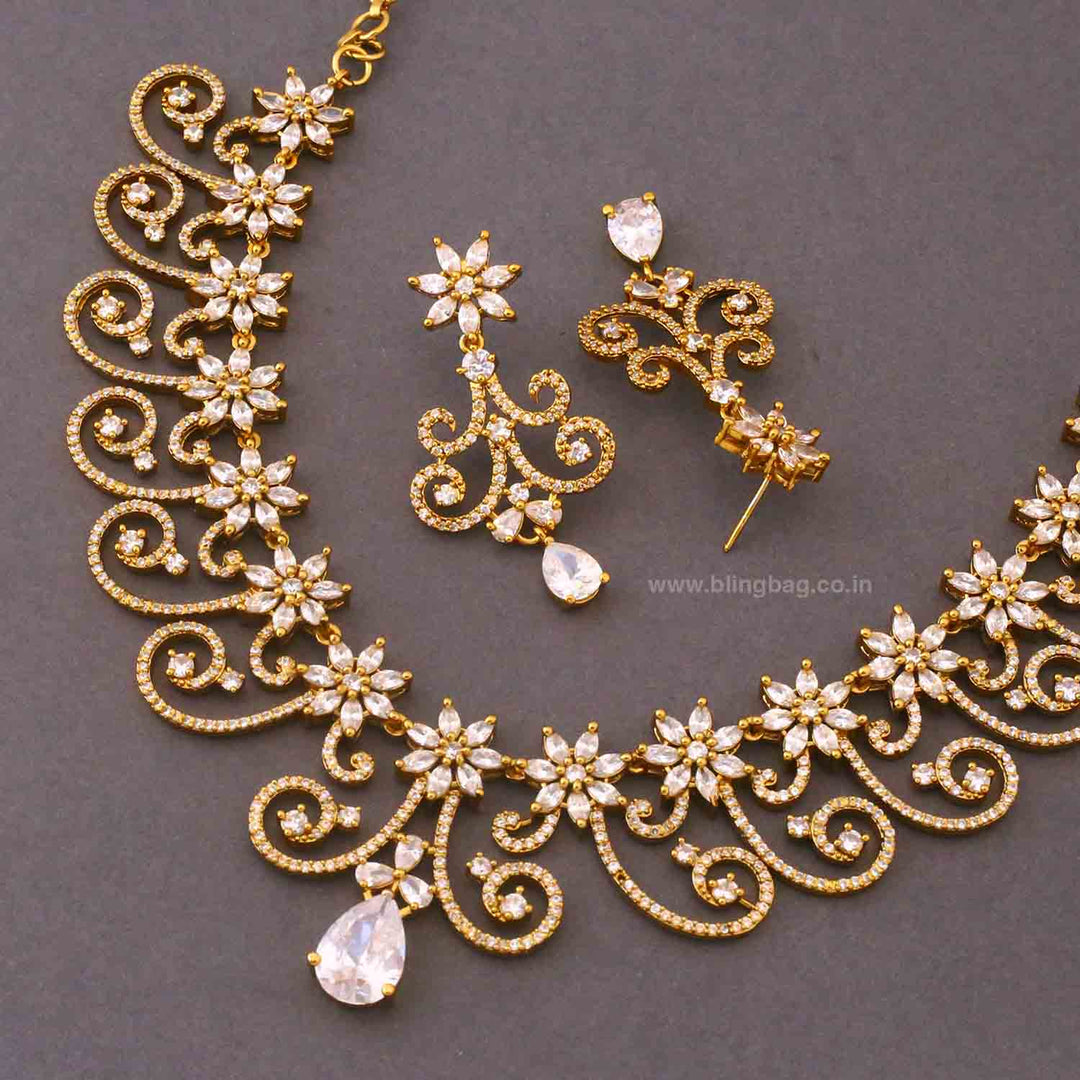 Golden Miaelle Zirconia Jewellery Set- New Arrivals