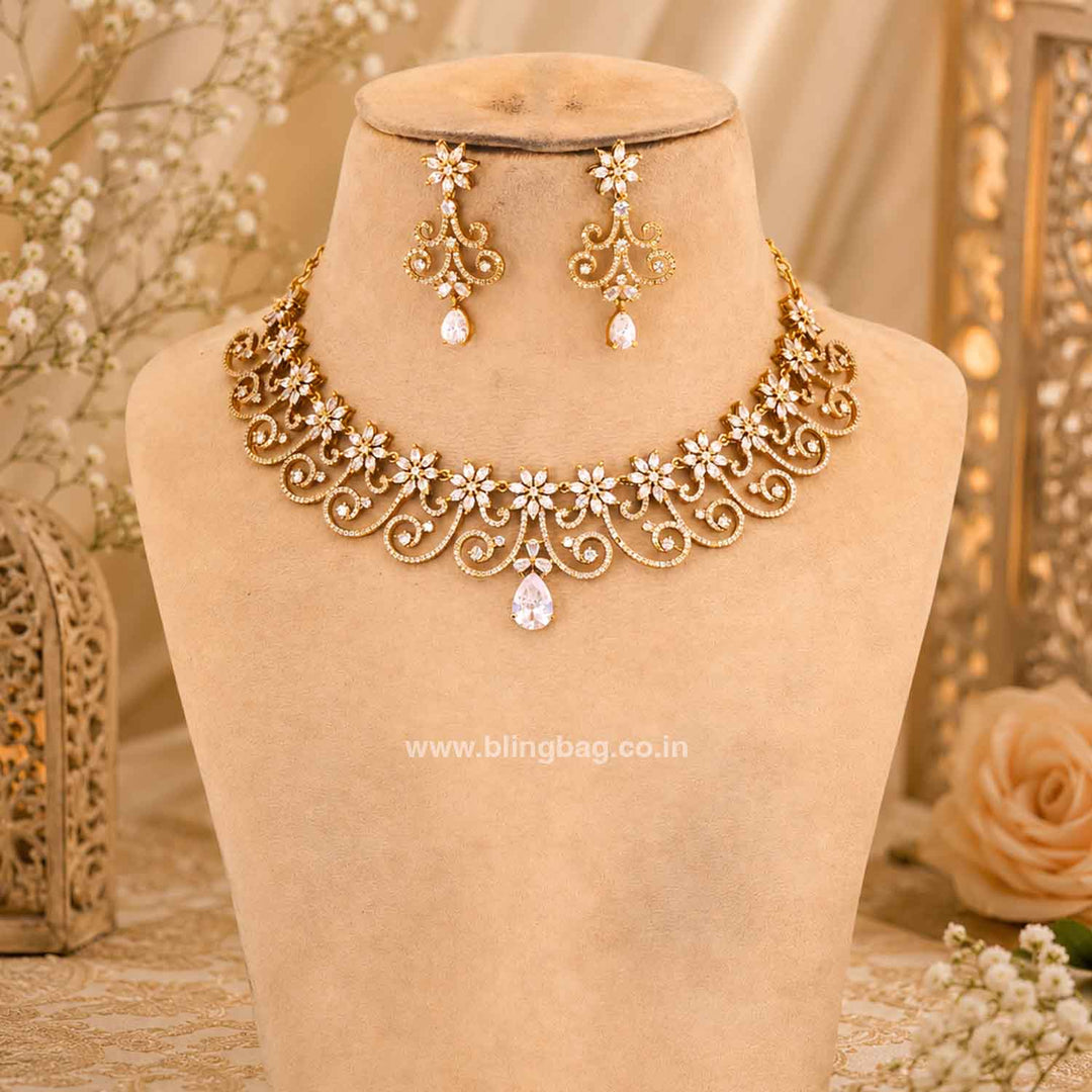 Golden Miaelle Zirconia Jewellery Set- New Arrivals