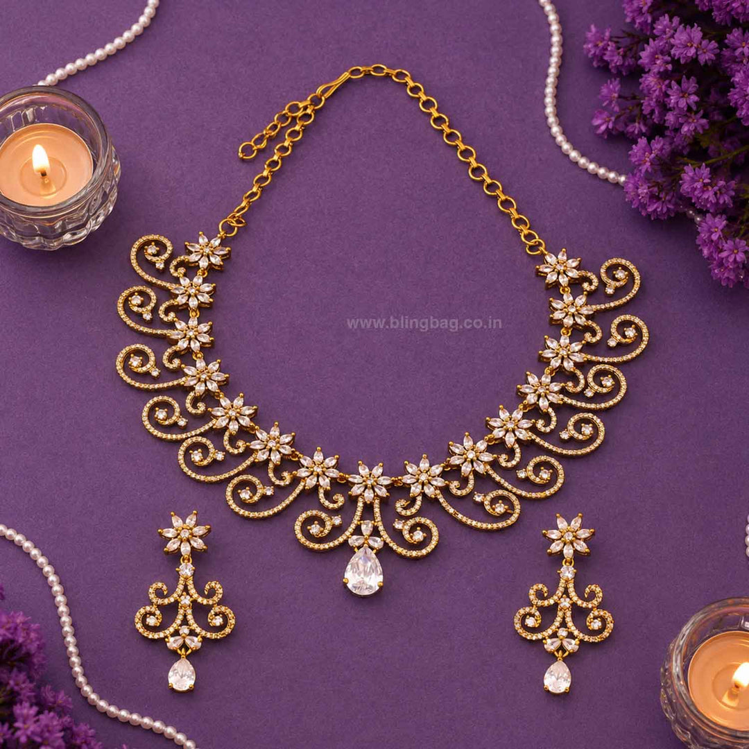 Golden Miaelle Zirconia Jewellery Set- New Arrivals