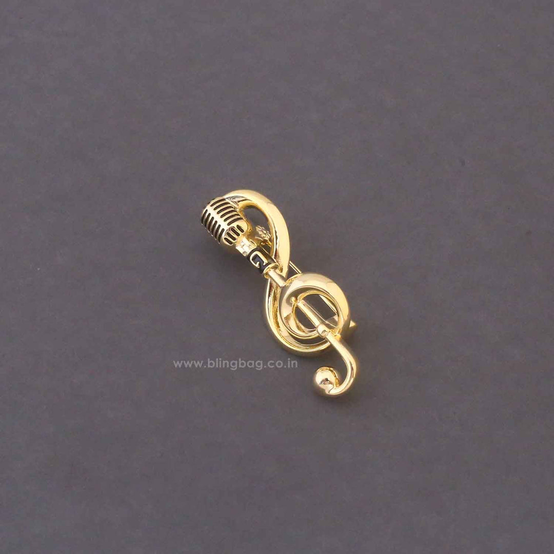 Golden Mic Brooch