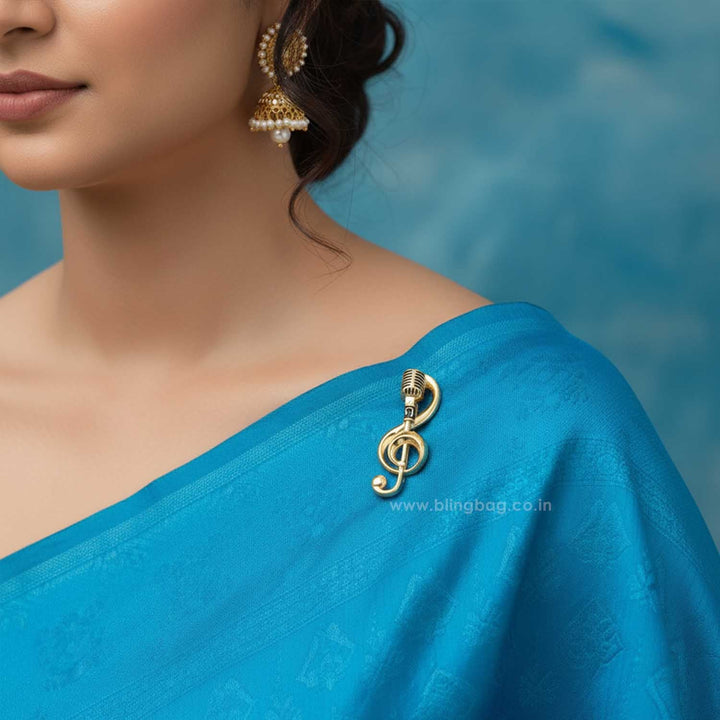 Golden Mic Brooch
