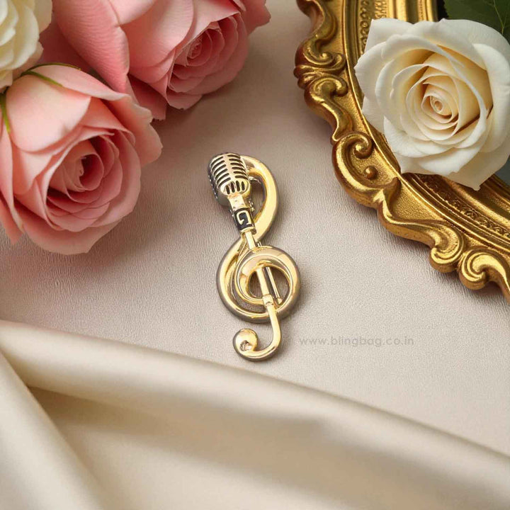 Golden Mic Brooch