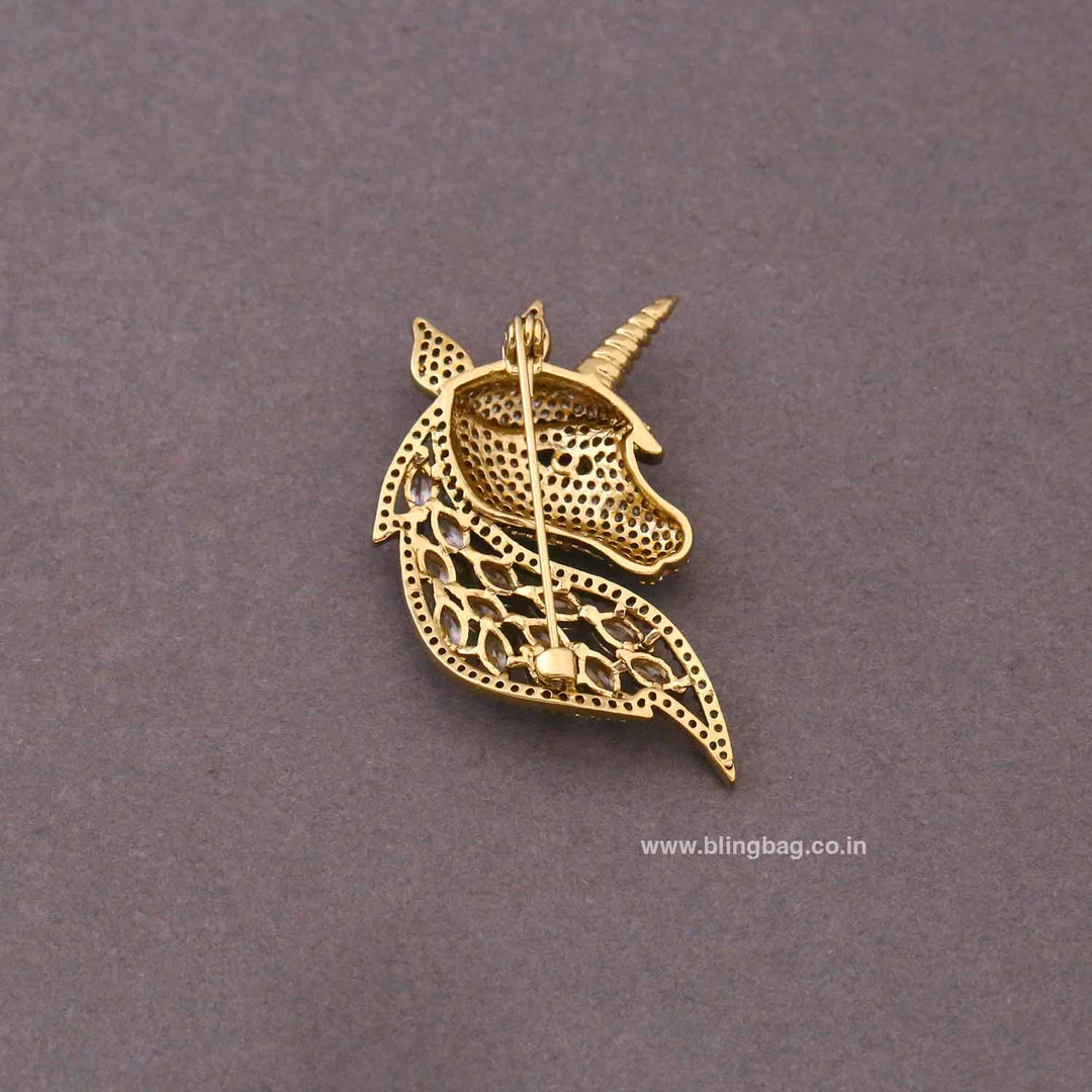Golden Mystic Horn Brooch