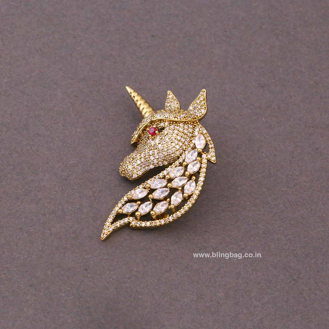 Golden Mystic Horn Brooch