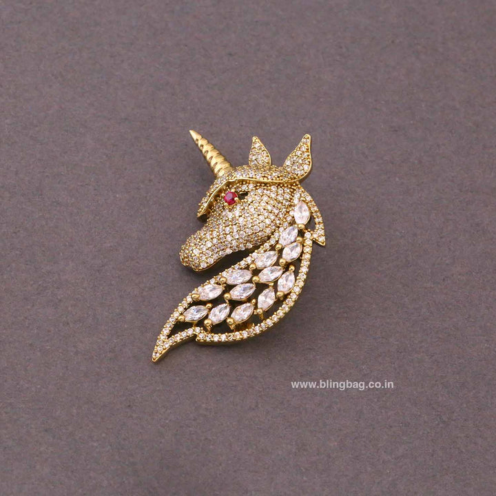 Golden Mystic Horn Brooch
