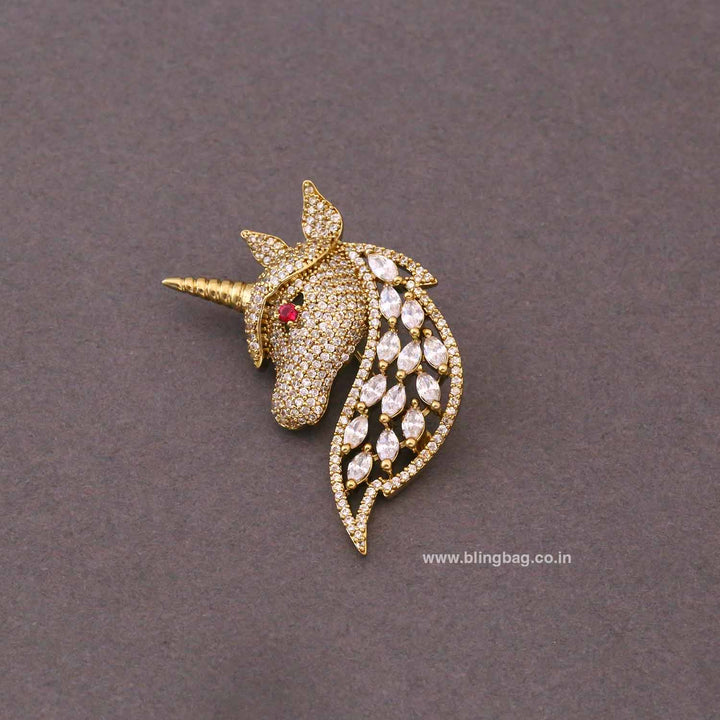 Golden Mystic Horn Brooch