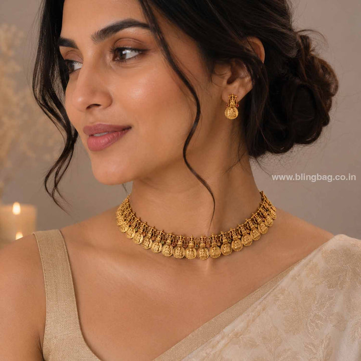 Golden Narayanishree Temple Jewellery Set - New Arrival