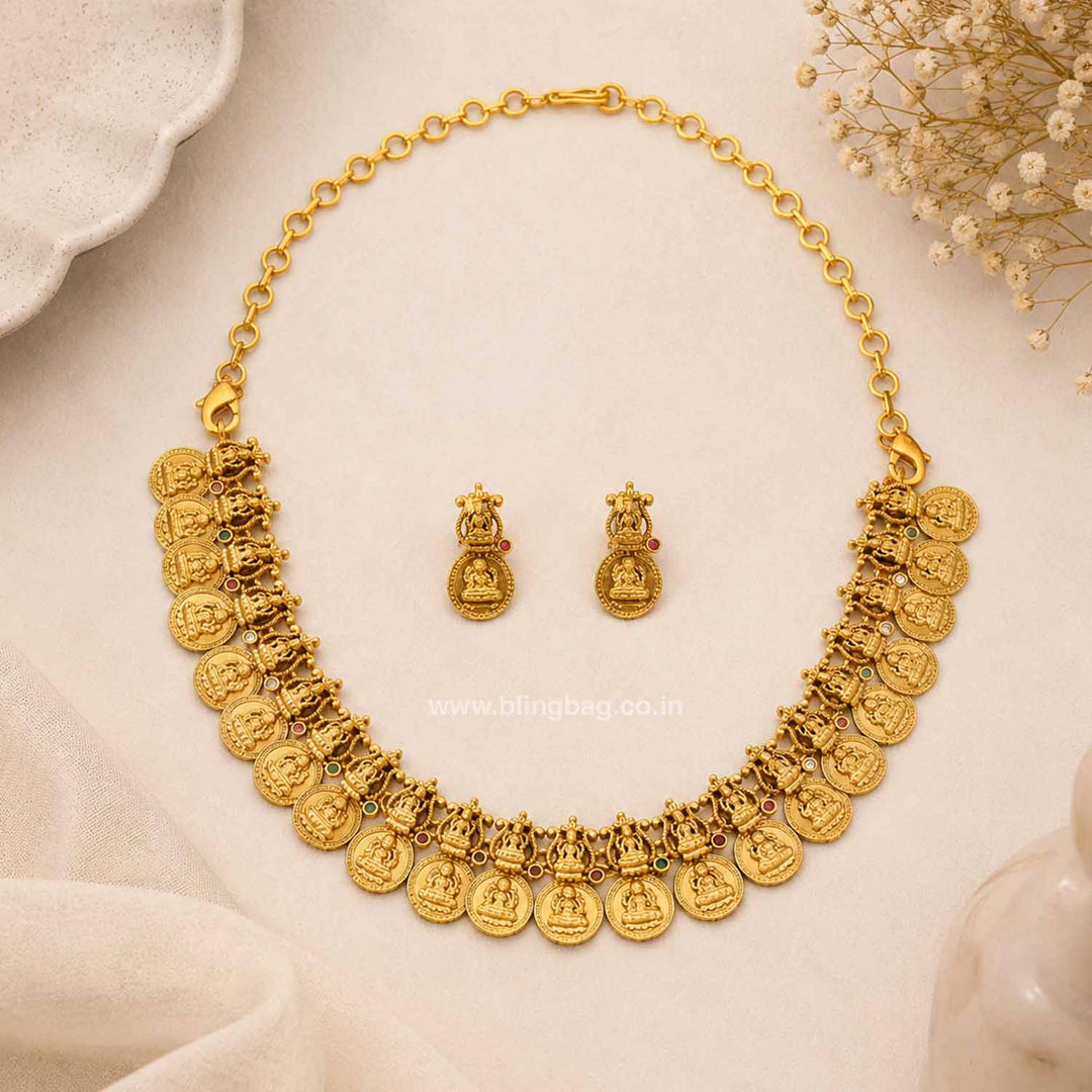 Golden Narayanishree Temple Jewellery Set - New Arrival