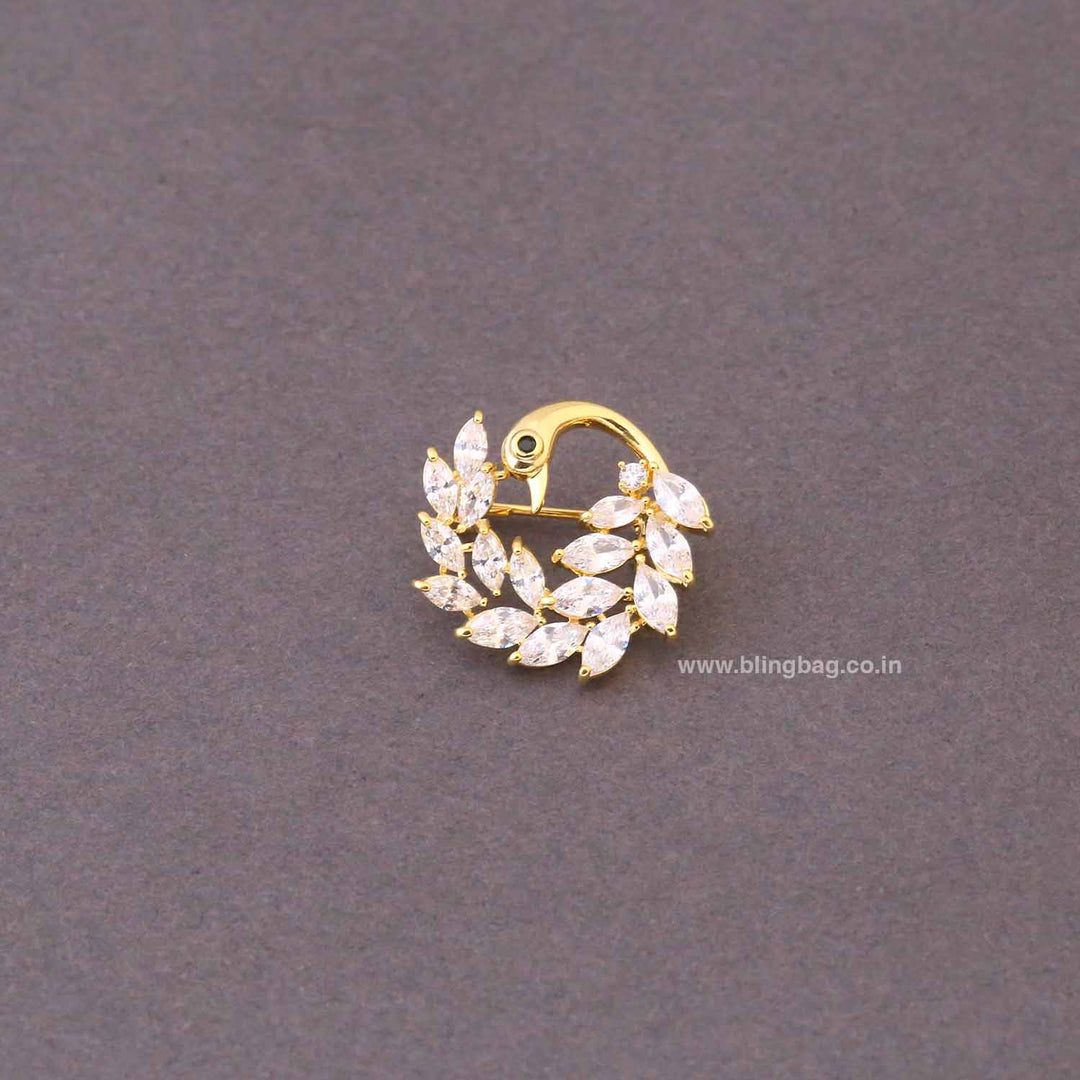 Golden Peacock Elegant Brooch