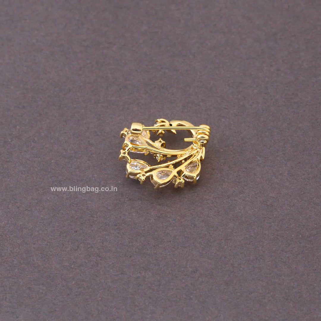 Golden Peacock Shine Brooch