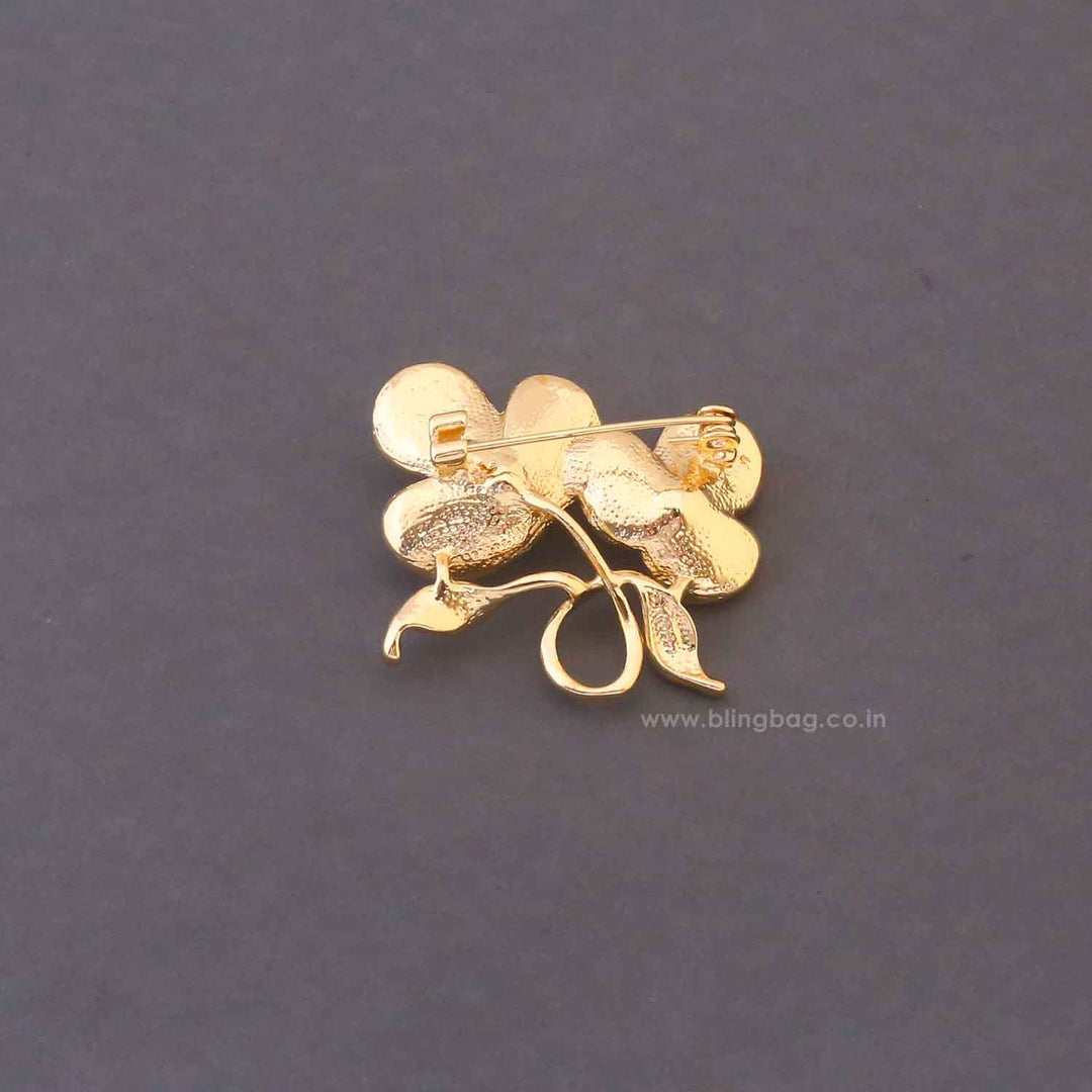 Golden Pearl Petal Brooch