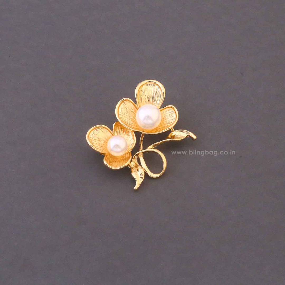 Golden Pearl Petal Brooch