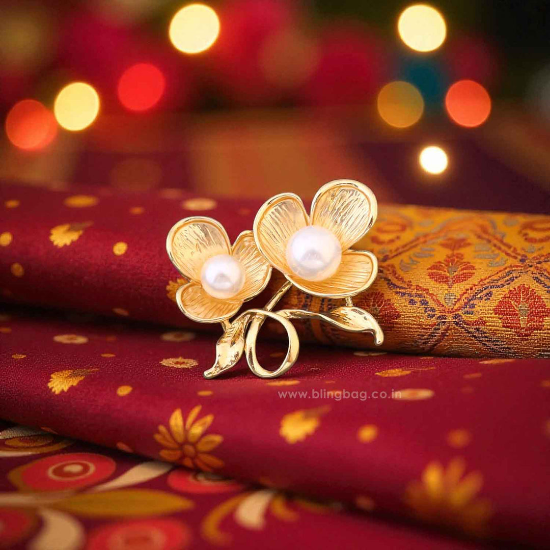 Golden Pearl Petal Brooch