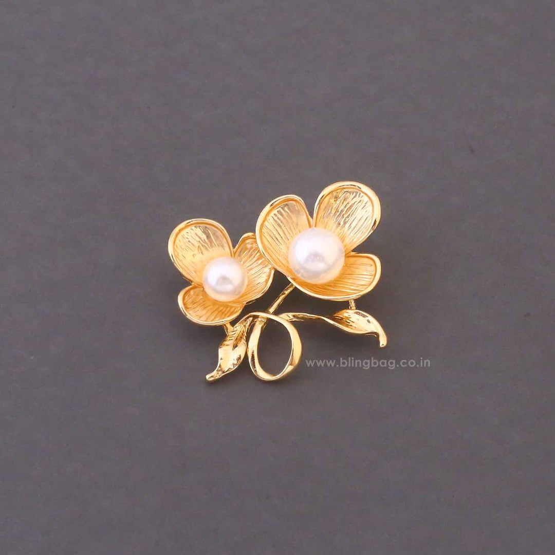 Golden Pearl Petal Brooch