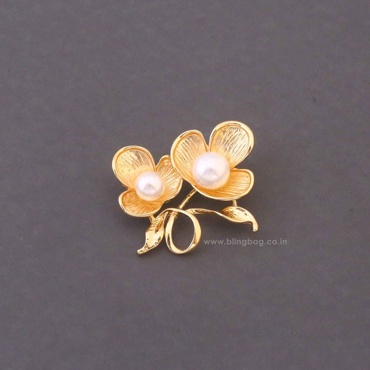 Golden Pearl Petal Brooch