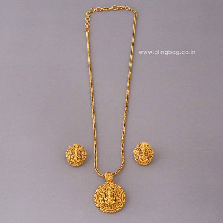 Golden Prathamesh Temple Jewellery Set - New Arrival
