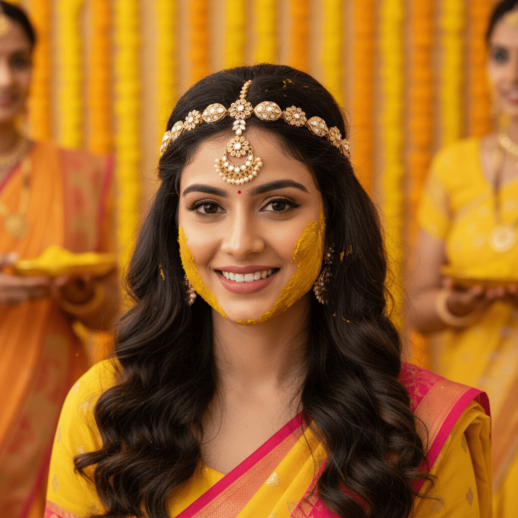 Golden Roopa Hairband With Tikka