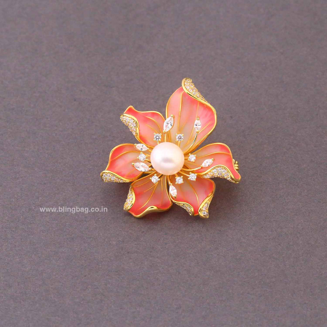 Golden Rose Quartz Brooch