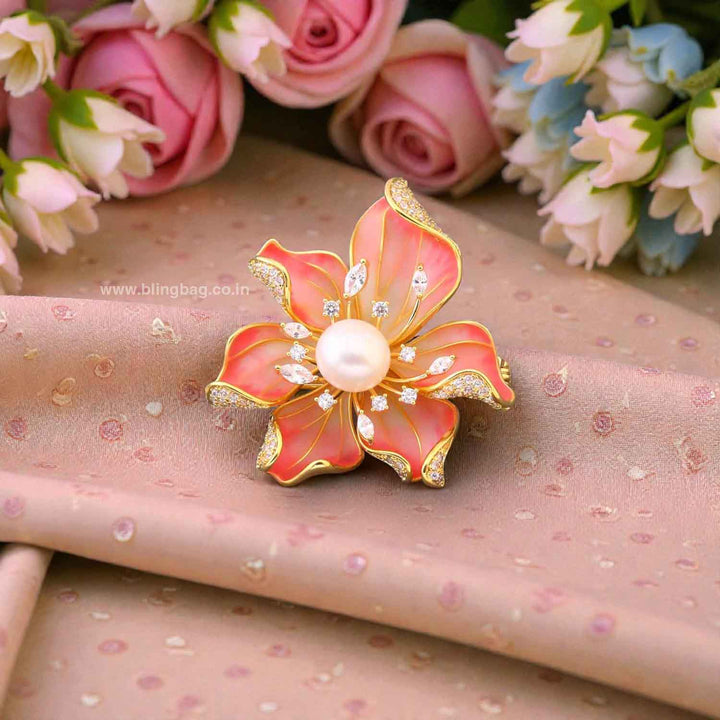 Golden Rose Quartz Brooch
